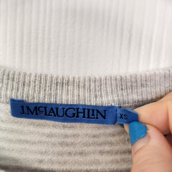 J. McLaughlin Modal Blend Striped Sweater XS Nautical Knit Minimalist Casual - Picture 3 of 8